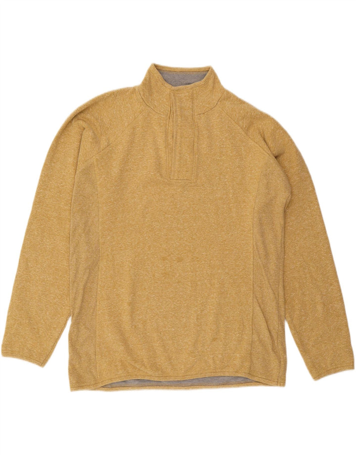 Weird Fish Herre Button Neck Sweatshirt Jumper Large Gul Flecked