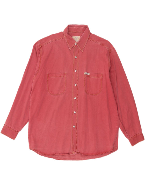 Vintage denimskjorte til mænd XL Pink Bomuld