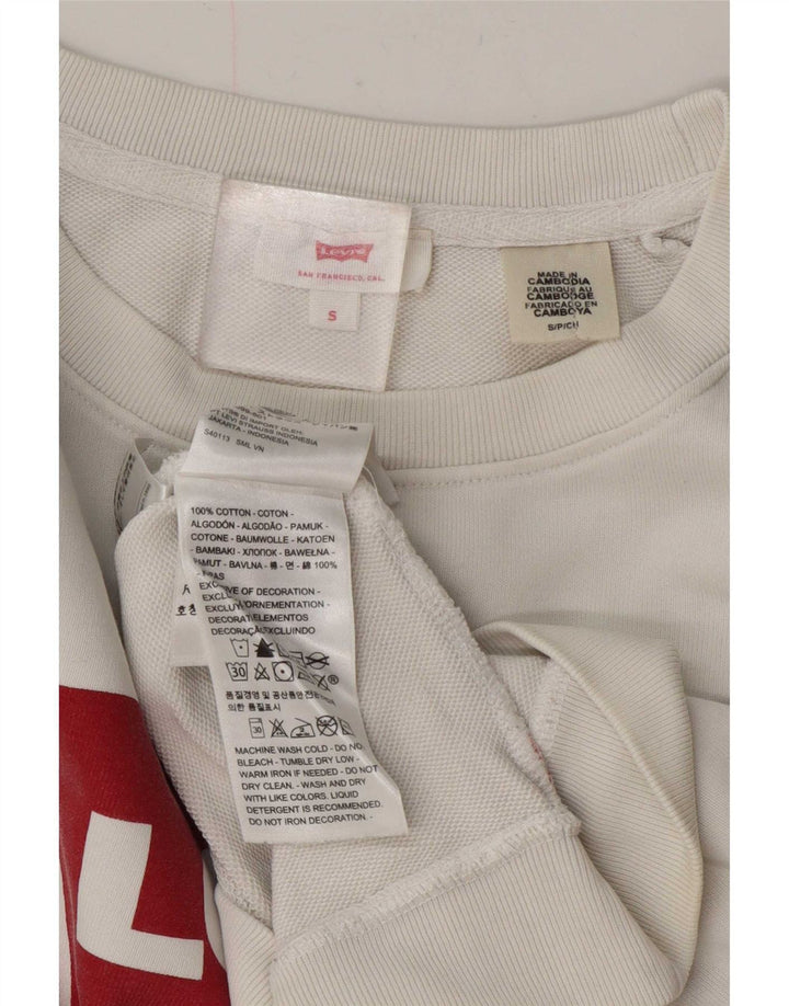 Levi's Dame Grafisk Oversized Sweatshirt Jumper UK 10 Lille hvid bomuld