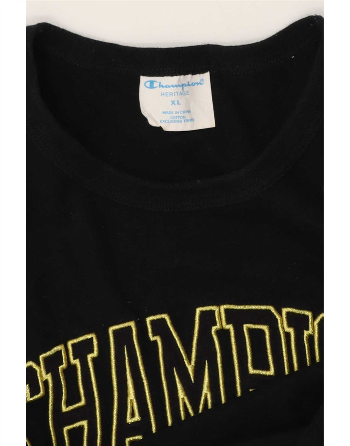 Champion Herre Grafisk T-Shirt Top XL Sort Bomuld