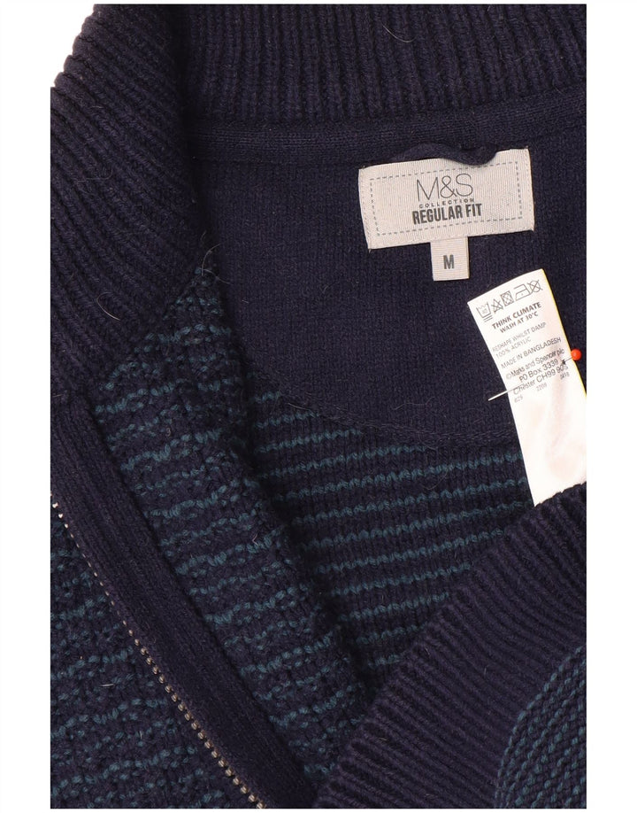 Marks & Spencer Herre Regular Fit Cardigan Sweater Medium Navy Blue Akryl