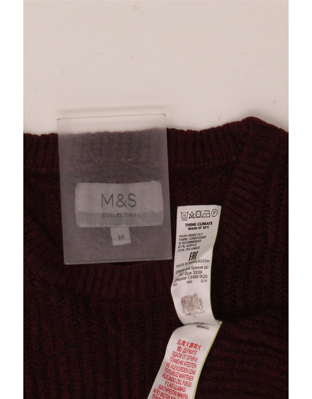 Marks & Spencer Herretrøjetrøje med rund hals Medium Burgund akryl