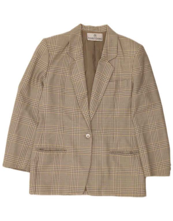 FIORELLA RUBINO Dame Longline Blazer Jacket UK 12 Medium Grey Check