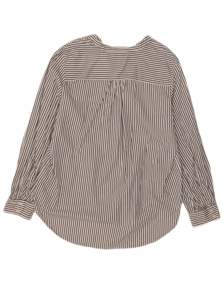 Marks & Spencer Dame Pullover Shirt UK 16 Stor hvid stribet bomuld