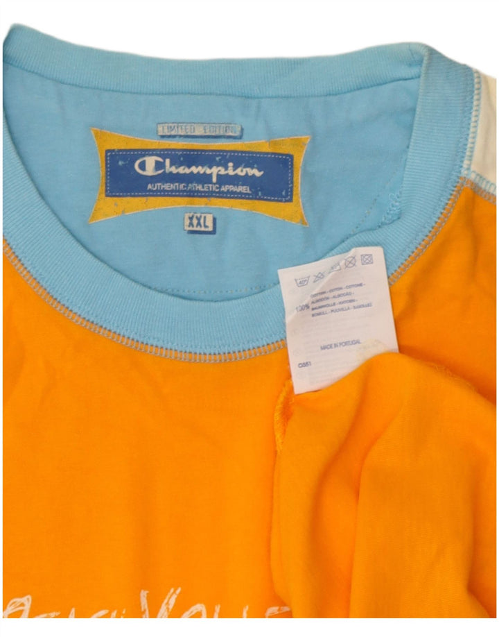 Champion Herre Grafisk Vest Top 2XL Orange Colourblock Bomuld