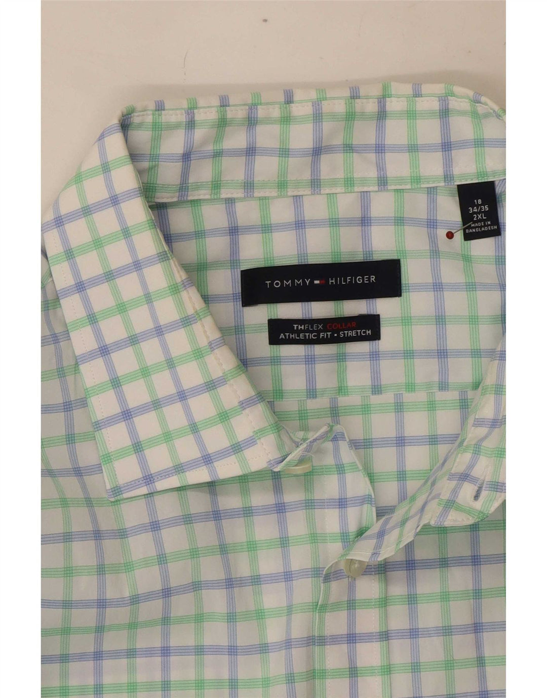 Tommy Hilfiger Herre Athletic Fit skjorte Størrelse 18 2XL Flerfarvet Gingham
