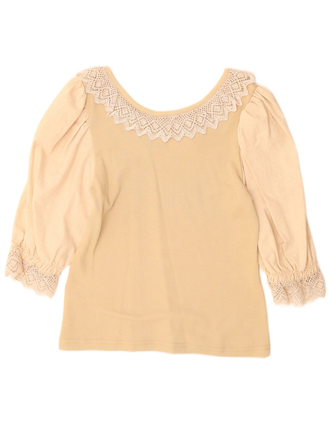 DIN SIXTH SENSE Dame 3/4-ærmet blusetop UK 14/16 Stor beige bomuld