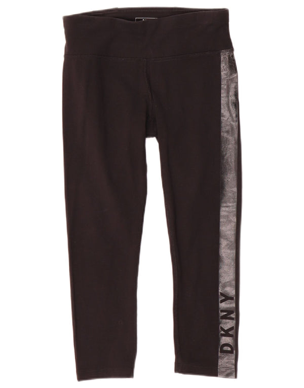 Dkny Womens Grafiske Capri Leggings UK 4 XS Sort Colourblock Bomuld