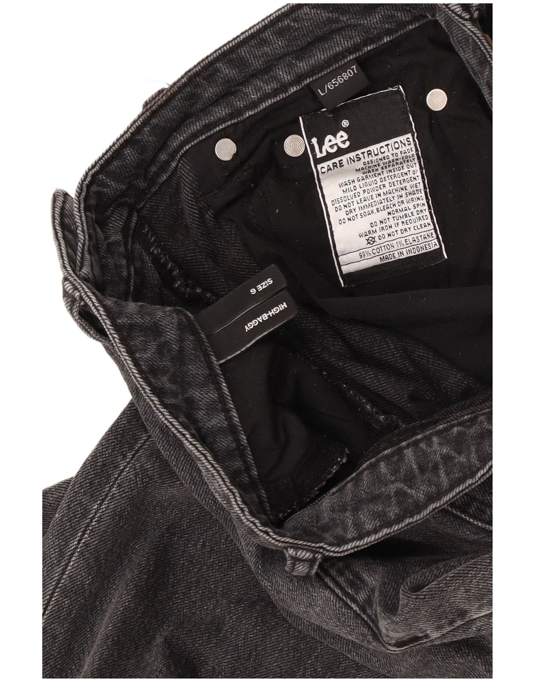 Lee Dame Baggy Højtaljede Straight Jeans US 6 Medium W24 L30 Grå Bomuld