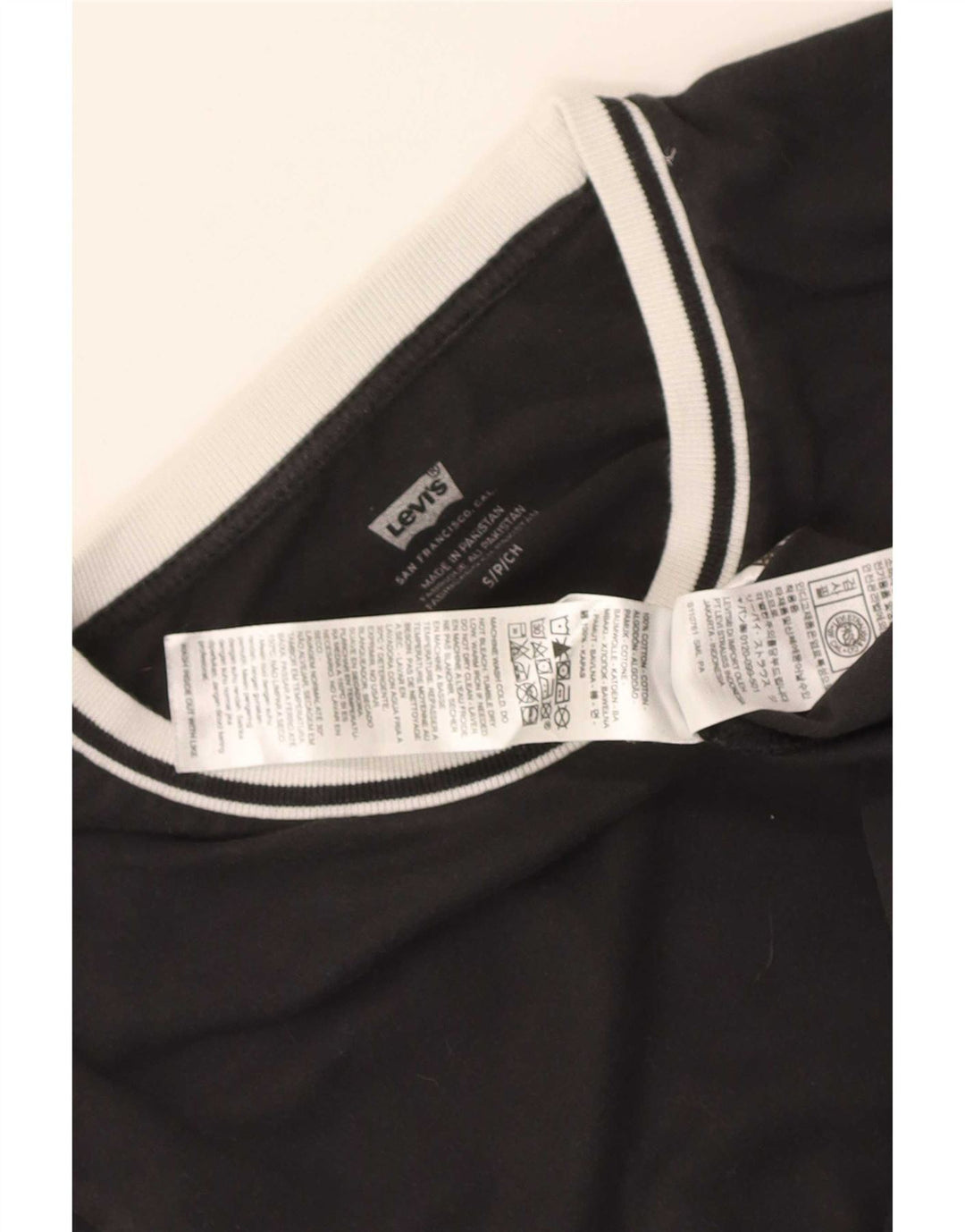 Levi's Dame T-Shirt Top UK 10 Lille Sort Bomuld