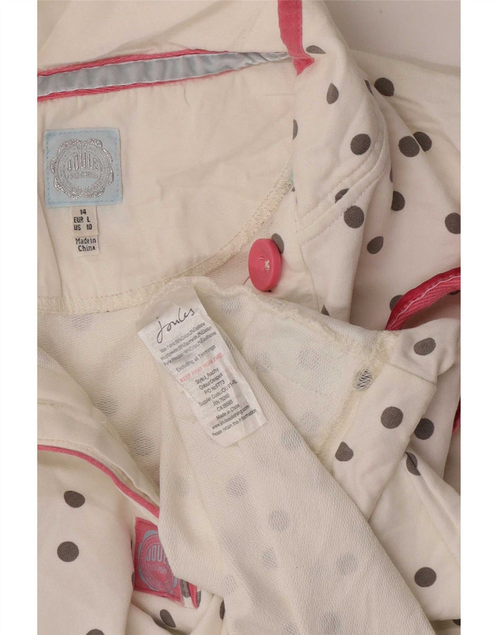 Joules Dame Button Neck Sweatshirt Jumper UK 14 Large White Polka Dot