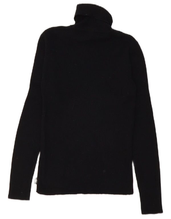 CALVIN KLEIN JEANS Dame Roll Neck Jumper Sweater UK 12 Medium Black