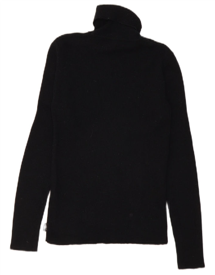 CALVIN KLEIN JEANS Dame Roll Neck Jumper Sweater UK 12 Medium Black