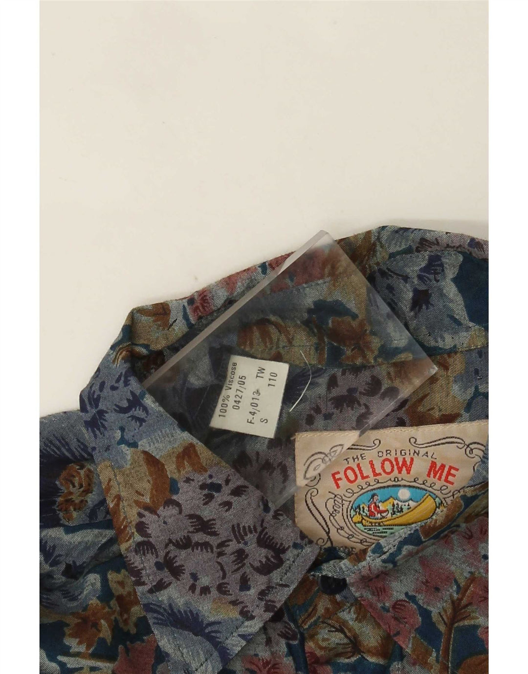 Vintage herre løs pasform skjorte lille flerfarvet blomsterviscose
