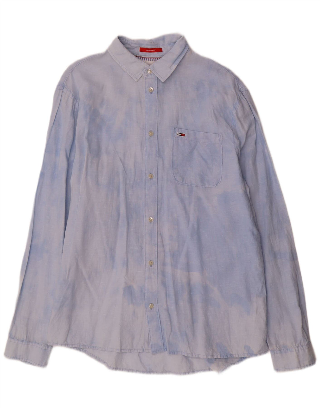 TOMMY HILFIGER Herre Regular Fit skjorte XL Blue Tie Dye Bomuld