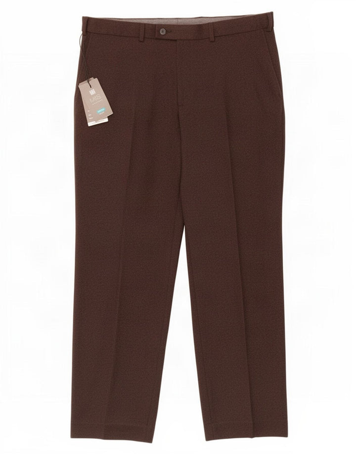 Marks & Spencer Herre Regular Fit Suit Bukser W40 L31 Brun polyester