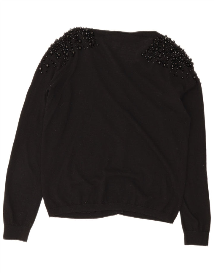 Liu Jo Dame Cardigan Sweater UK 14 Medium Sort Plettet