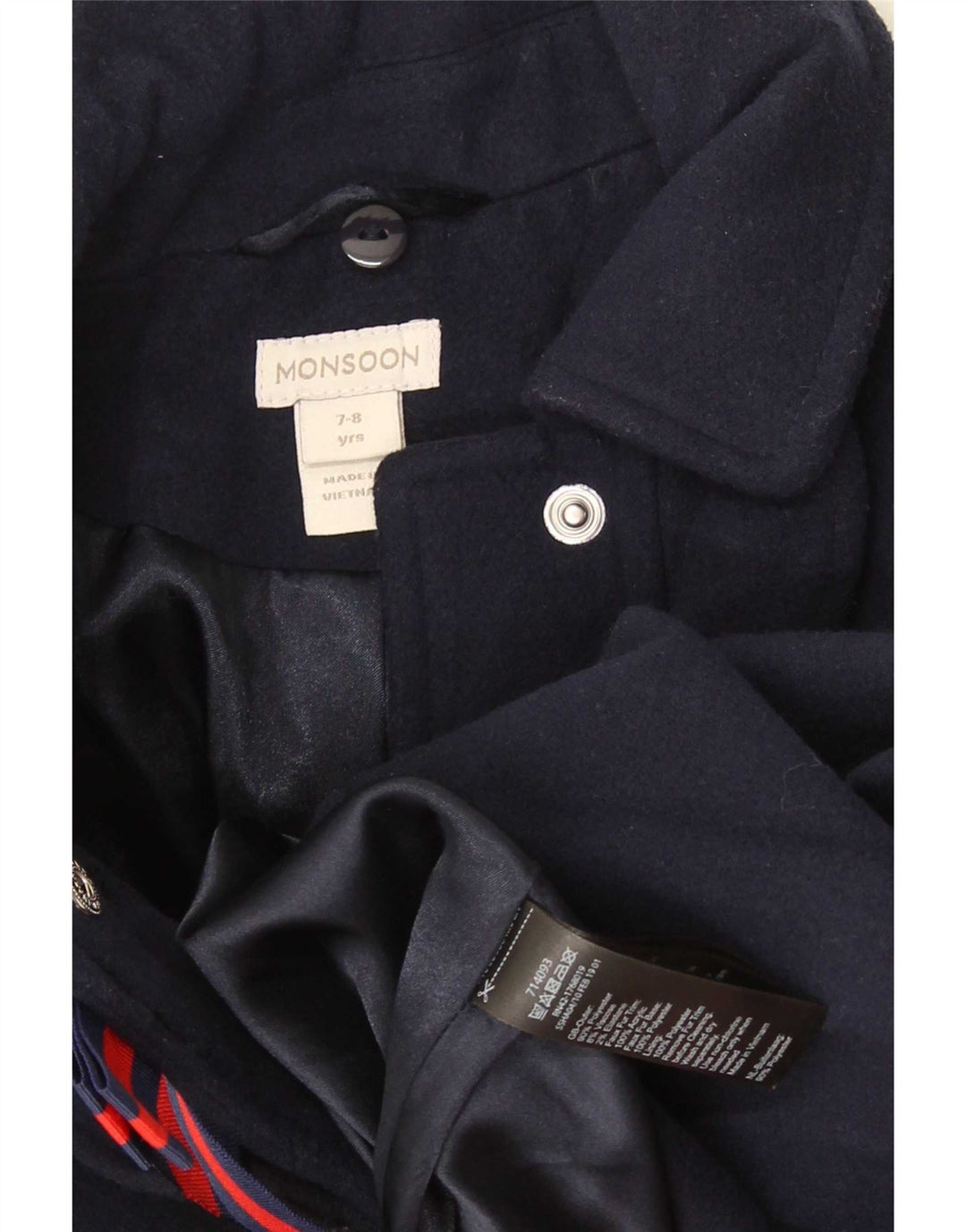 Monsoon Girls Overfrakke 7-8 år Navy Blue Colourblock Polyester