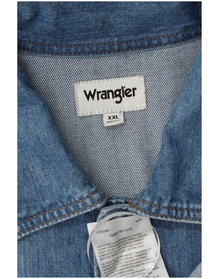 Wrangler kortærmet denimskjorte til mænd 2XL blå bomuld
