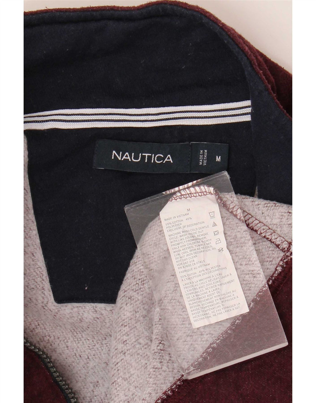 Nautica Sweatshirt med lynlås til mænd Medium Bourgogne bomuld
