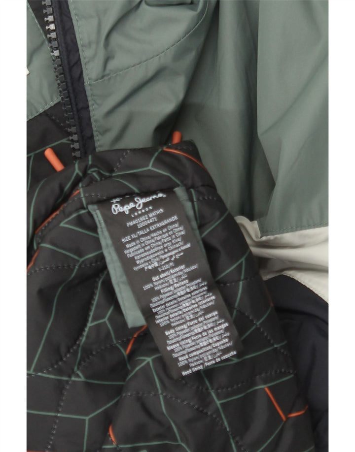 PEPE JEANS Herre Hættevindjakke UK 42 XL Navy Blue Colourblock