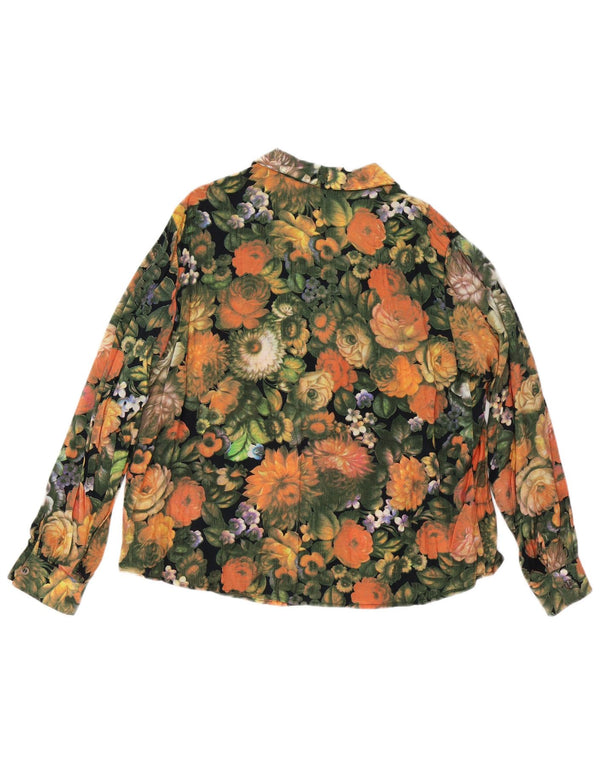 Vintage dameskjorte UK 16 Large Orange Floral