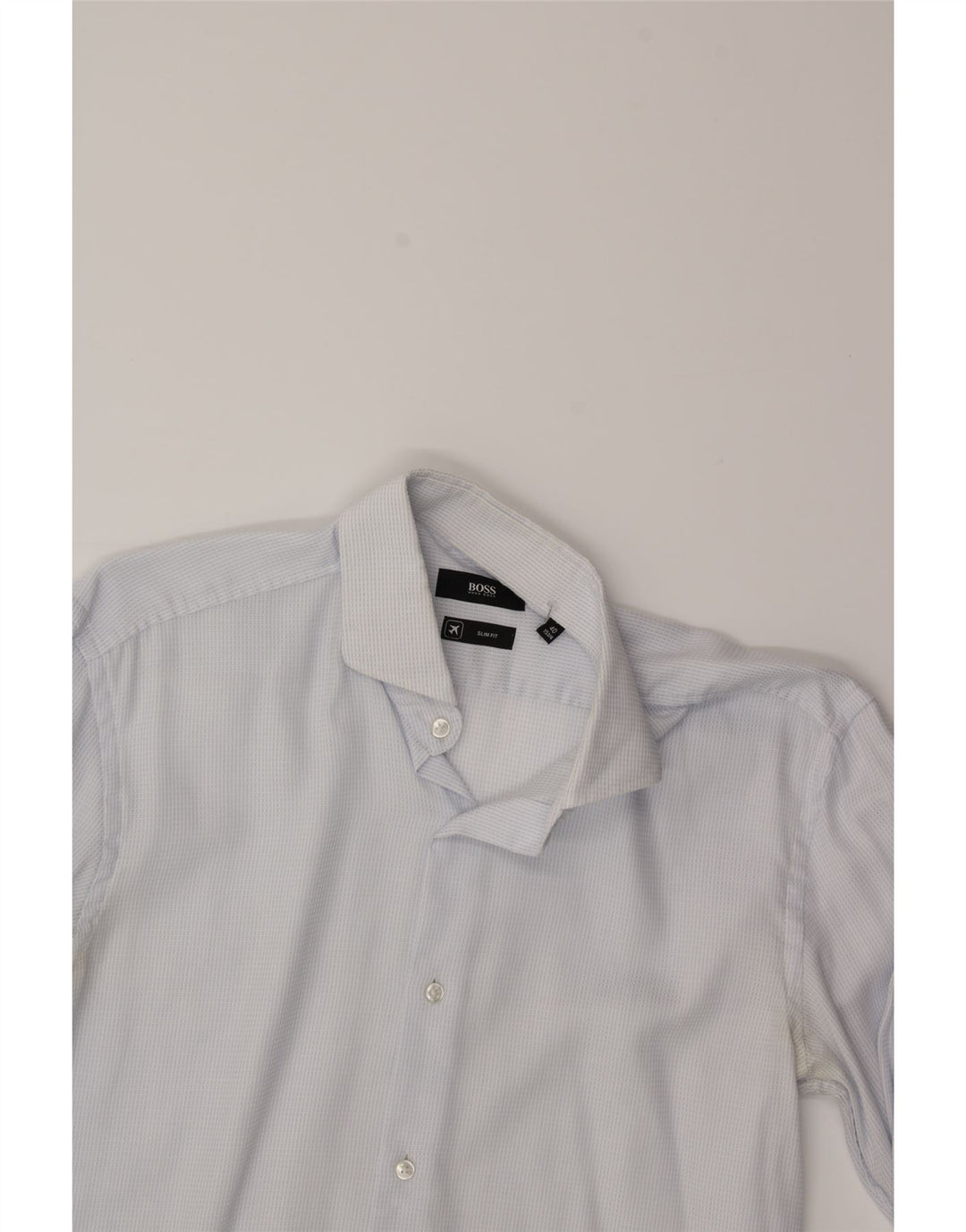 HUGO BOSS Mens Slim Fit Shirt Size 15 3/4 40 Medium Blue Check Cotton Vintage Hugo Boss and Second-Hand Hugo Boss from Messina Hembry 