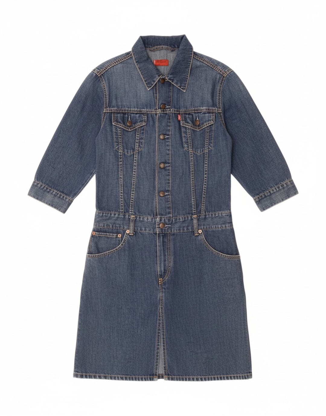 LEVI'S piger 3/4 ærmet pullover denimkjole 11-12 år mellemblå
