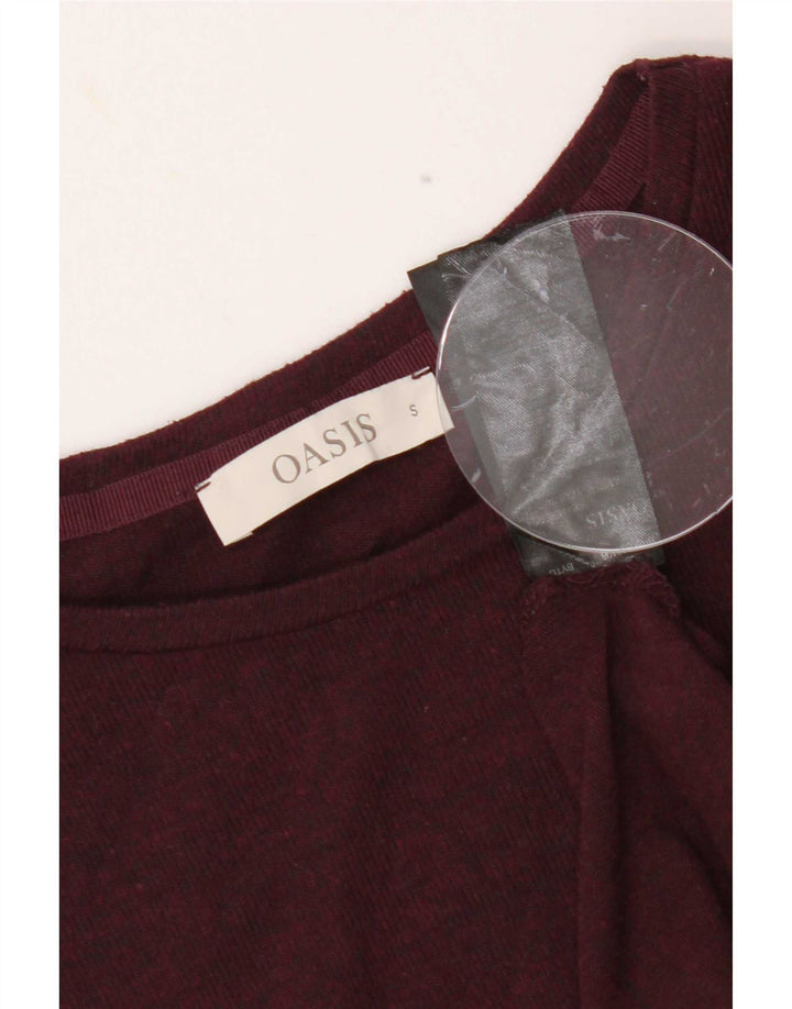 Oasis Womens Flæse Front Top Langærmet UK 10 Small Burgundy Viscose