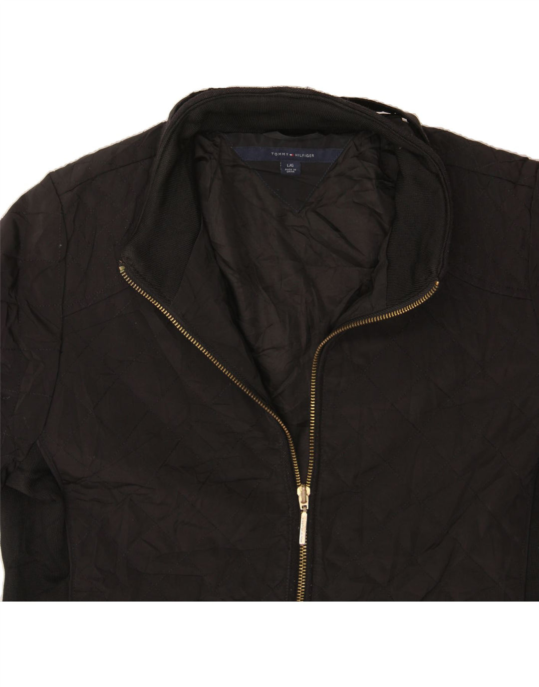TOMMY HILFIGER Womens Quilted Jacket UK 16 Large Black Polyester Vintage Tommy Hilfiger and Second-Hand Tommy Hilfiger from Messina Hembry 