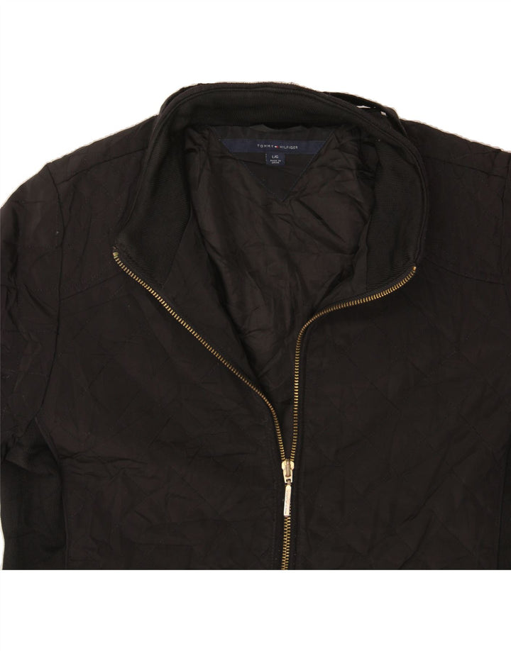 TOMMY HILFIGER Womens Quilted Jacket UK 16 Large Black Polyester Vintage Tommy Hilfiger and Second-Hand Tommy Hilfiger from Messina Hembry 