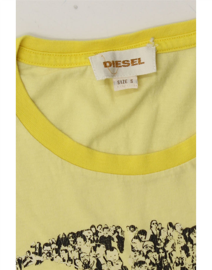DIESEL Herre Grafisk T-Shirt Top Lille Gul Colourblock