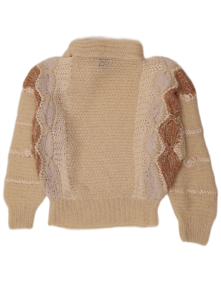 Vintage Dame Turtle Neck Jumper Sweater UK 14 Medium Off White Retro