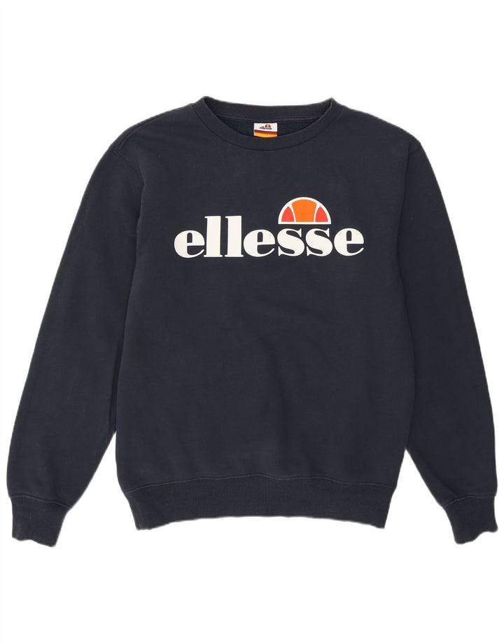 Ellesse Dame Oversized Grafisk Sweatshirt Jumper UK 8 Small Navy Blue