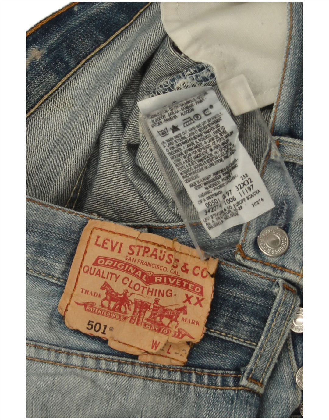 Levi's Herre 501 Straight Jeans W32 L31 Blå Bomuld