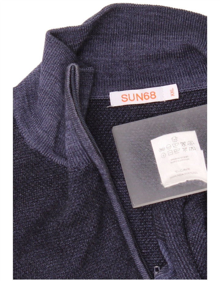 Sun68 Dame Cardigan Sweater UK 20 2XL Marineblå Uld