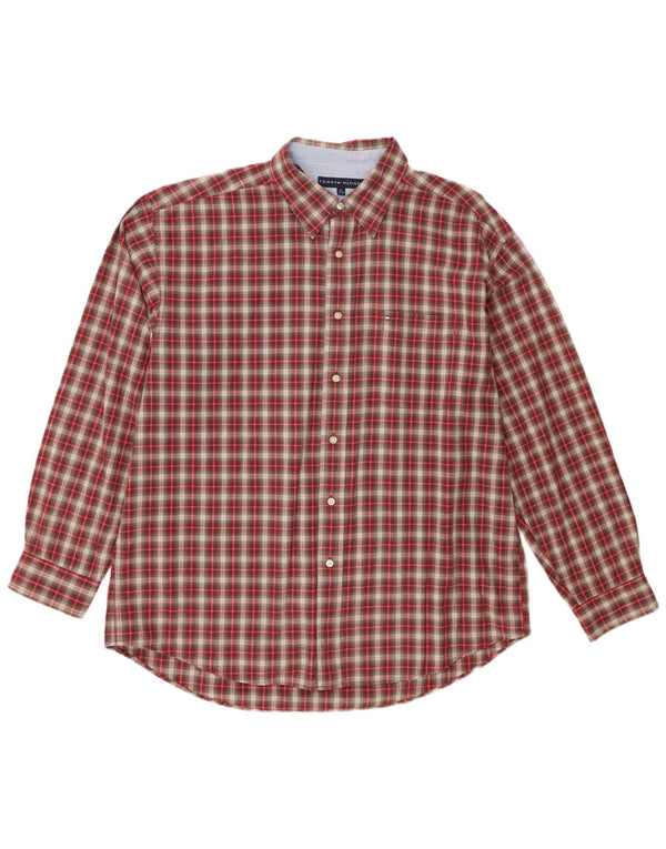 Tommy Hilfiger herreskjorte XL rød ternet bomuld