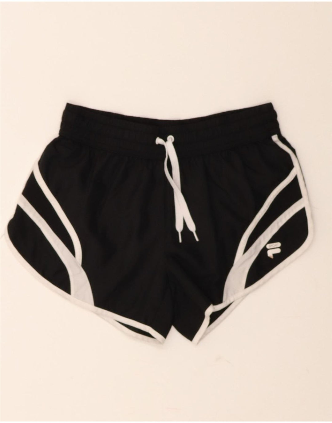 FILA Womens Sport Shorts UK 6 XS  Black Colourblock Polyester Vintage Fila and Second-Hand Fila from Messina Hembry 