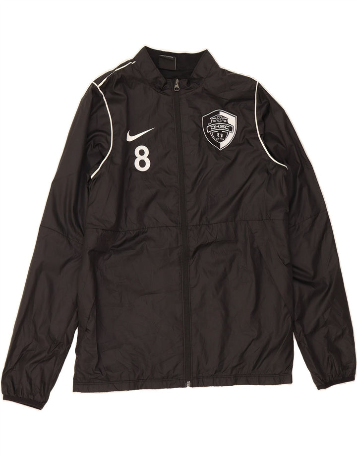 NIKE Boys Graphic Rain Jacket 13-14 Years XL Black Polyester Vintage Nike and Second-Hand Nike from Messina Hembry 