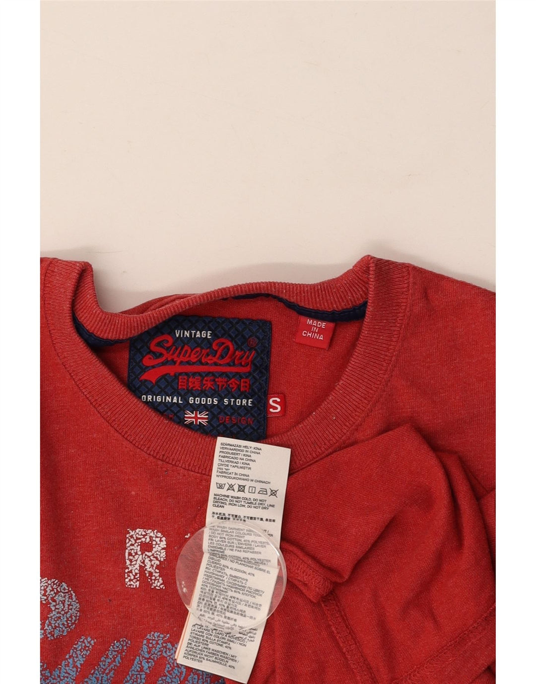 SUPERDRY Herre grafisk T-shirt Top Lille rød bomuld