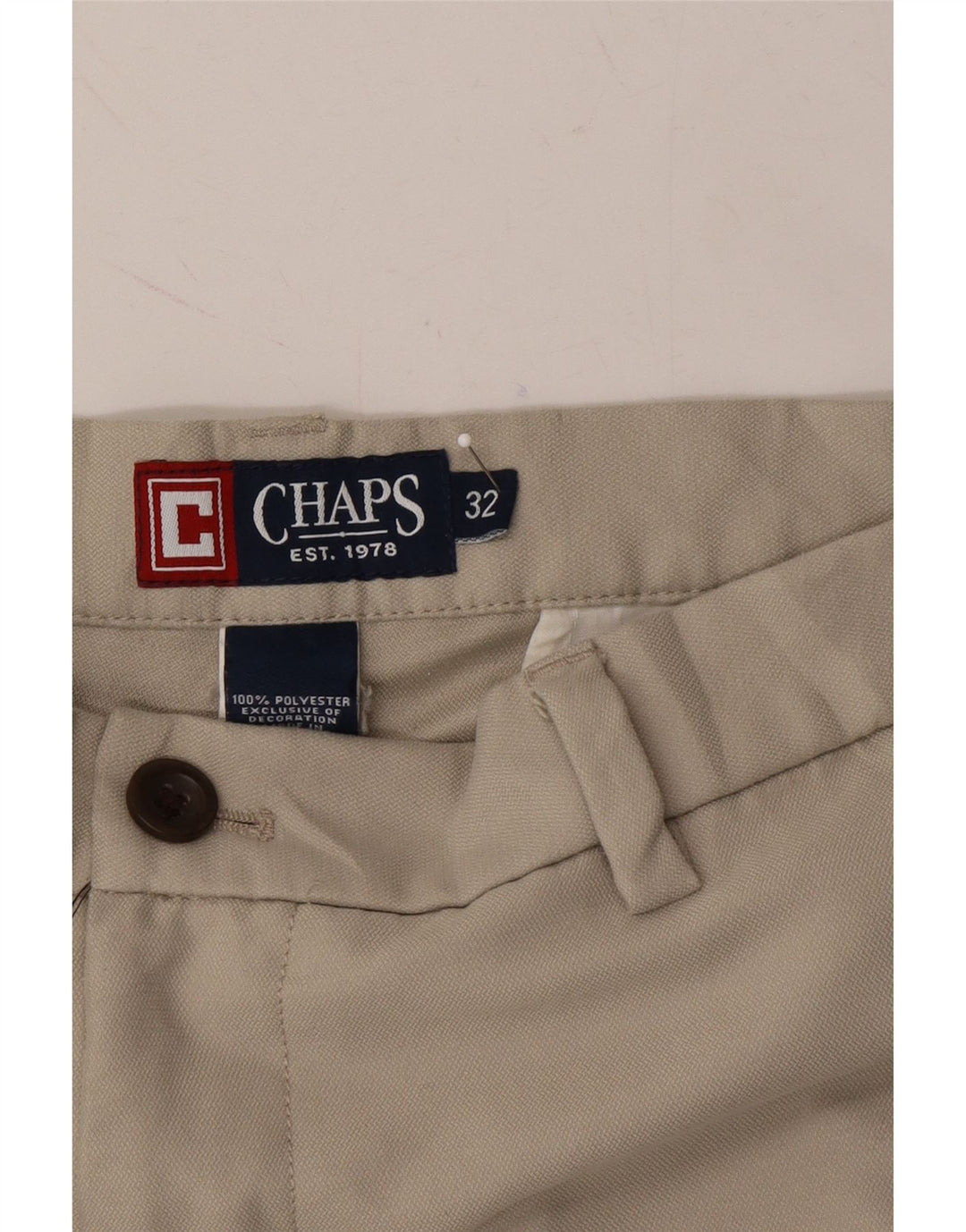 CHAPS Mens Chino Shorts W32 Medium Beige Polyester Vintage Chaps and Second-Hand Chaps from Messina Hembry 