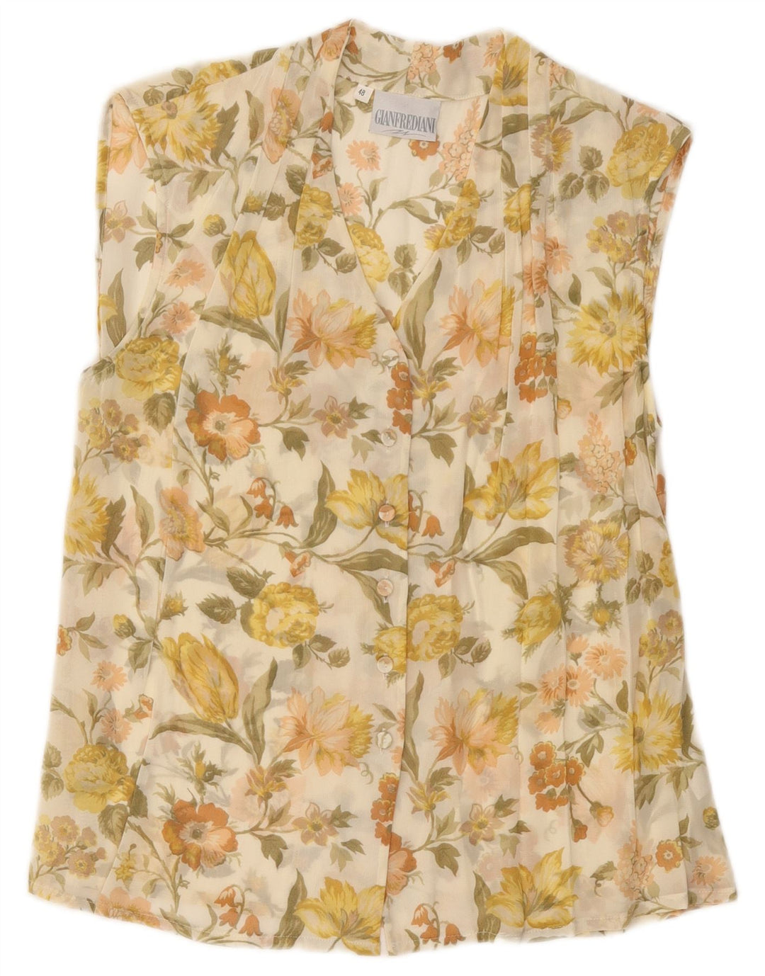 GIANFREDIANI Dame Gennemsigtig Skjorte Bluse IT 48 XL Grøn Blomster