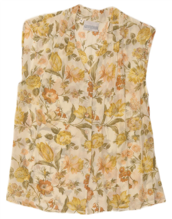 GIANFREDIANI Dame Gennemsigtig Skjorte Bluse IT 48 XL Grøn Blomster