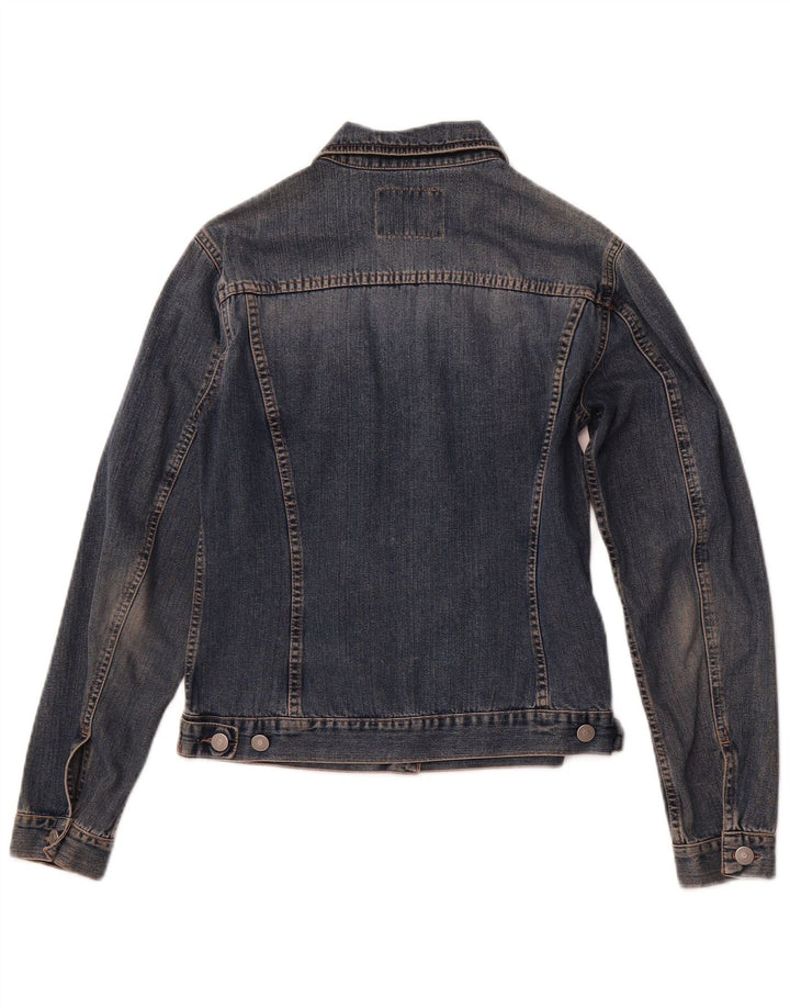 SISLEY Dame denimjakke UK 10 Lille marineblå bomuld