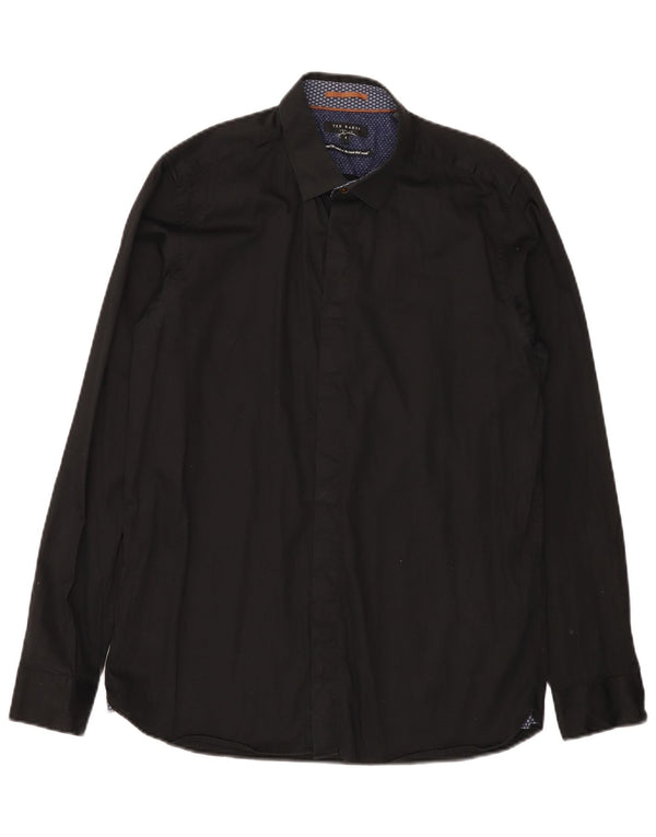 Ted Baker Mens Shirt Size 4 Large Black Cotton