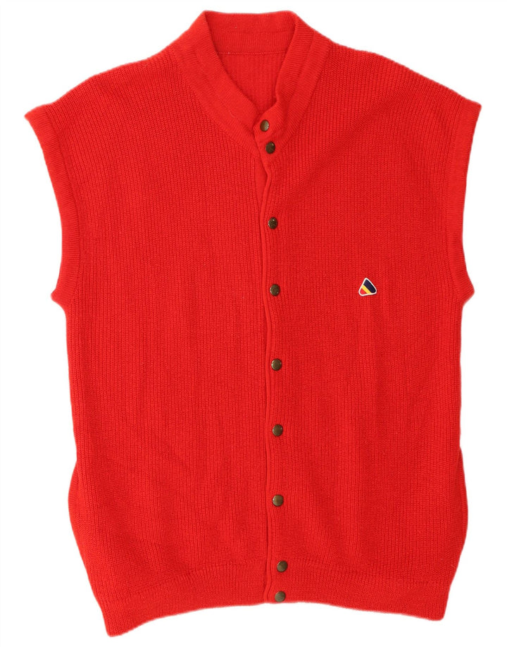 Vintage herre ærmeløs cardigan sweater medium rød
