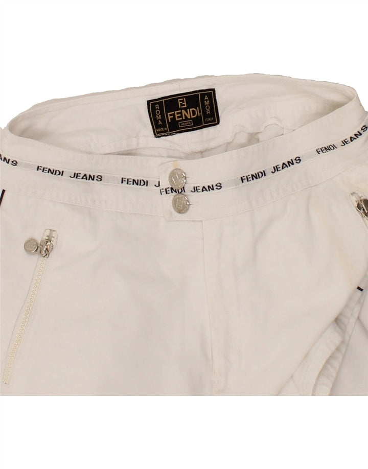 FENDI Womens Graphic Sport Shorts IT 44 Medium White Cotton Vintage Fendi and Second-Hand Fendi from Messina Hembry 