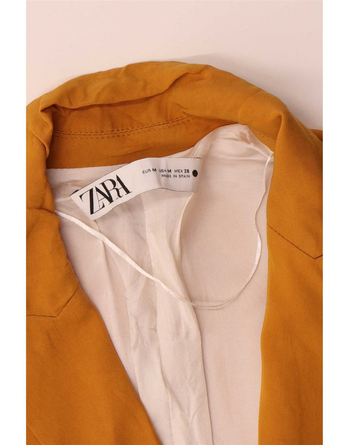 Zara Dame Dobbeltradet Blazer Jacket UK 14 Medium Yellow Viscose