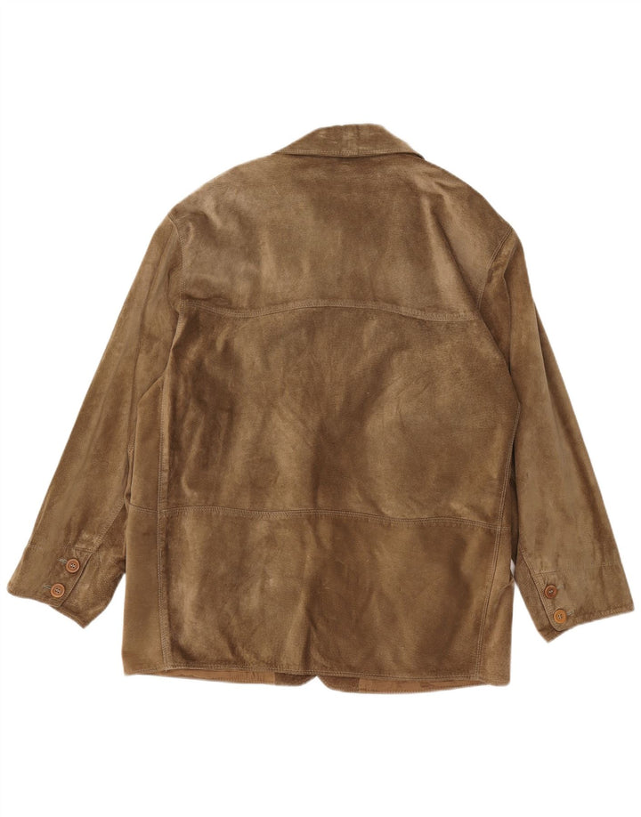Vintage herre 4 knap ruskind blazerjakke IT 48 medium brunt læder