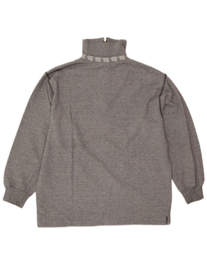 Reebok Dame Oversized Zip Neck Sweatshirt Jumper EU 36 Small Grey Bomuld